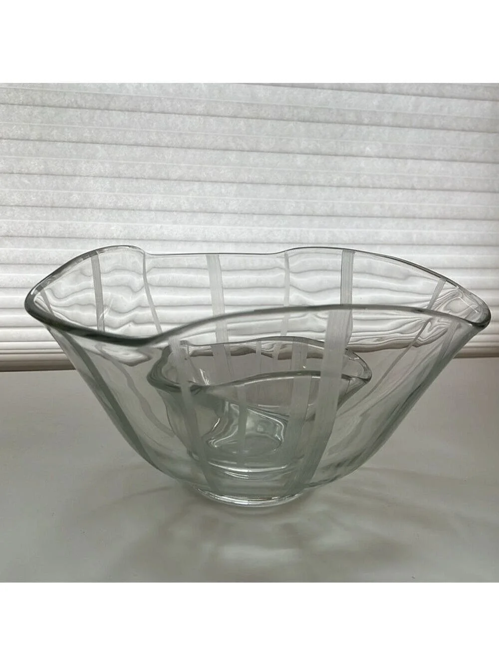 Vintage MCM Indiana Glass Clear Etched Chip and Dip Serving Bowls Rare Set of 2